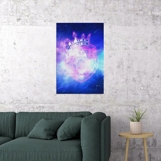 Galaxy Bear Cutout Colorful Background Poster Wall Art Print Home Wall Decor - xonomax