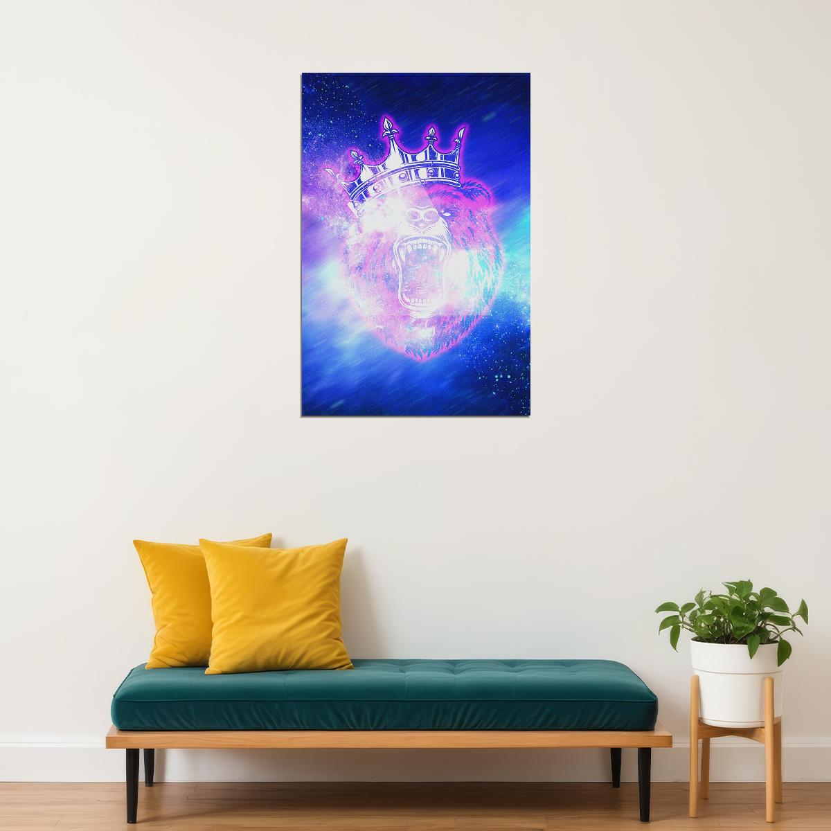 Galaxy Bear Cutout Colorful Background Poster Wall Art Print Home Wall Decor - xonomax