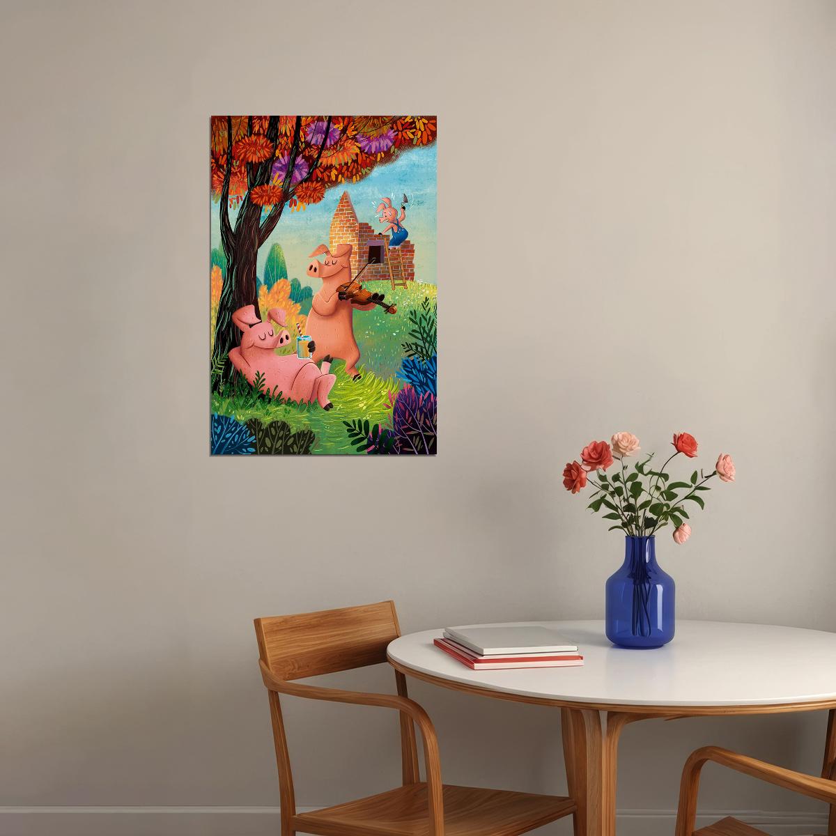 Pig Sunflower Animals Nature Picture Poster Wall Art Print Home Wall Decor - xonomax