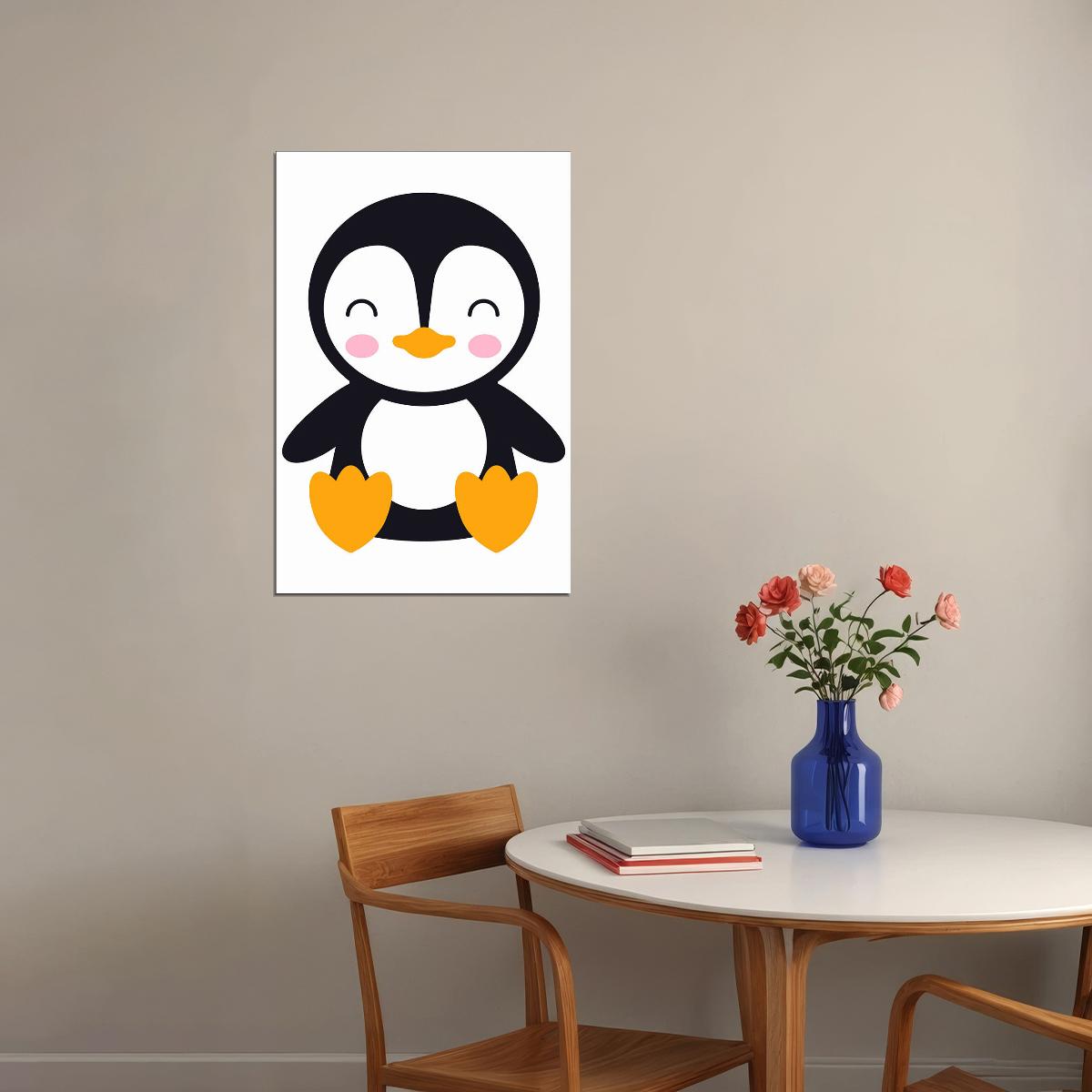 Penguin Just Smile Cartoon Picture Poster Wall Art Print Home Wall Decor - xonomax
