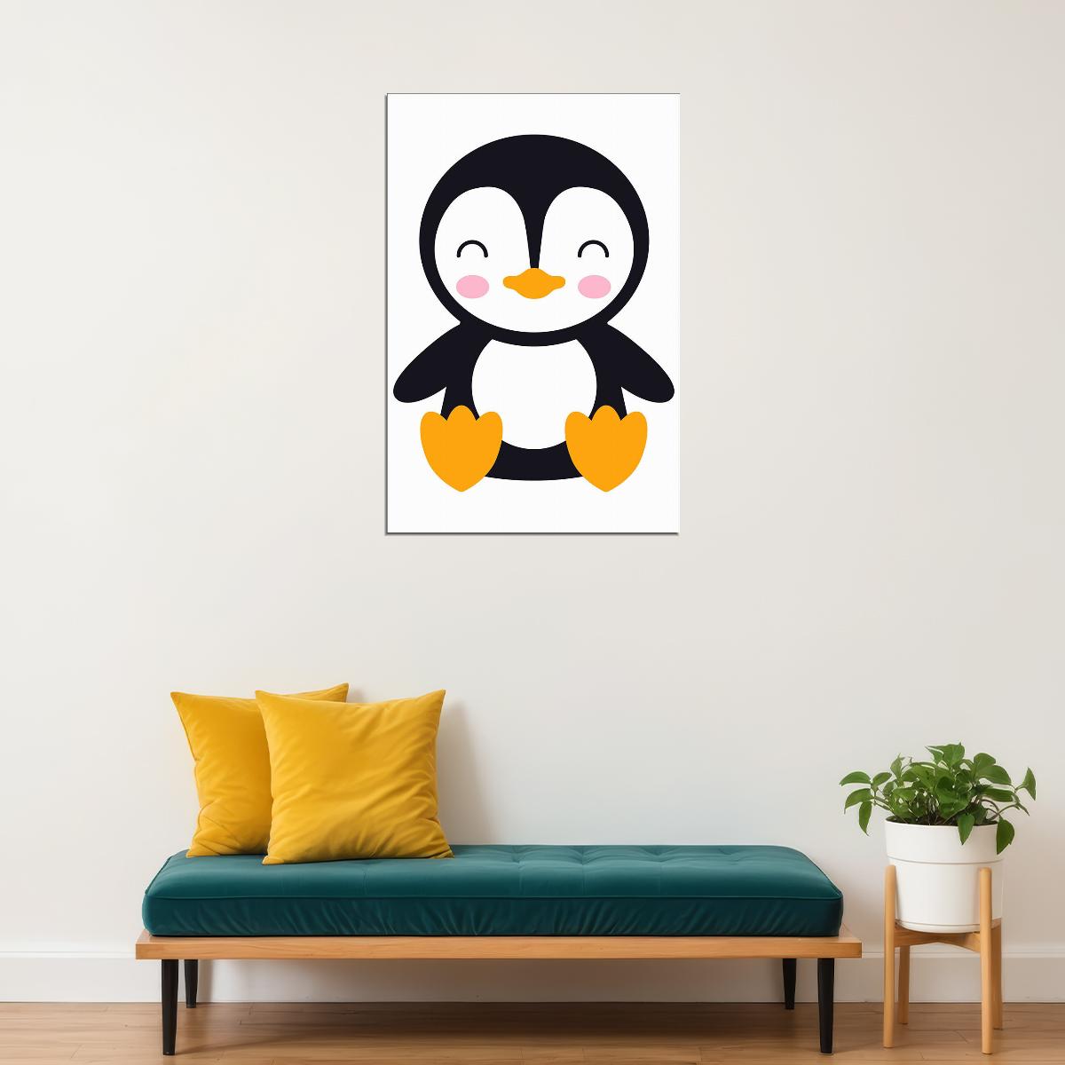 Penguin Just Smile Cartoon Picture Poster Wall Art Print Home Wall Decor - xonomax