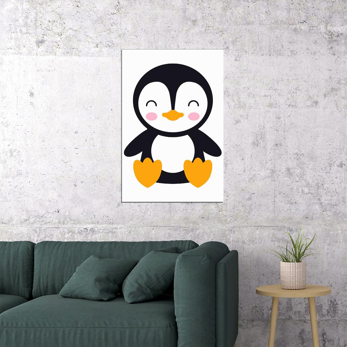 Penguin Just Smile Cartoon Picture Poster Wall Art Print Home Wall Decor - xonomax