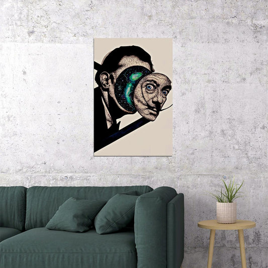 Abstract Salvador Dali Portrait Poster Wall Art Print Home Wall Decor - xonomax