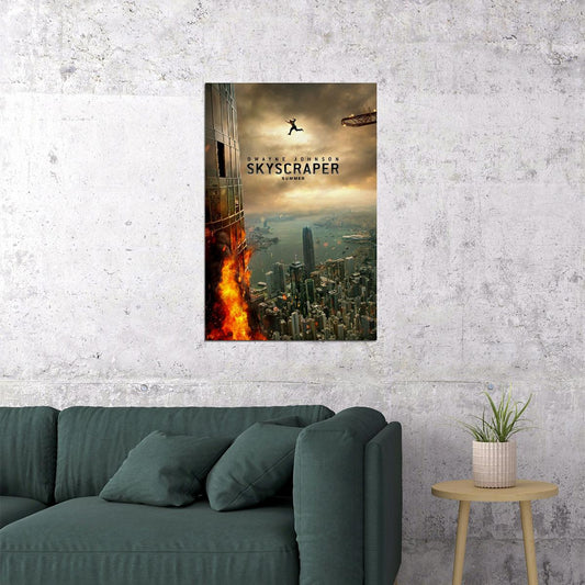 Skyscraper 2018 Movie Dwayne Johnson Action Thriller Poster Wall Art Print Home Wall Decor - xonomax