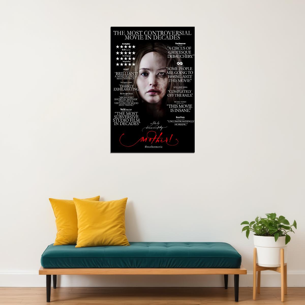 Mother! Movie Jennifer Lawrence Javier Bardem Action Poster Wall Art Print Home Wall Decor - xonomax