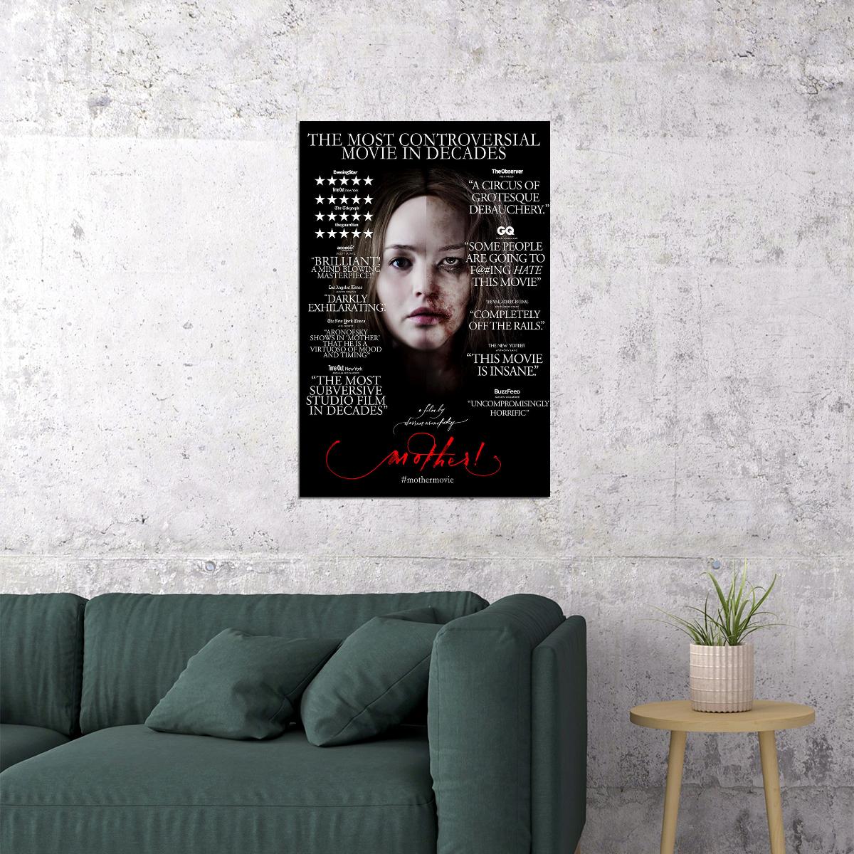 Mother! Movie Jennifer Lawrence Javier Bardem Action Poster Wall Art Print Home Wall Decor - xonomax