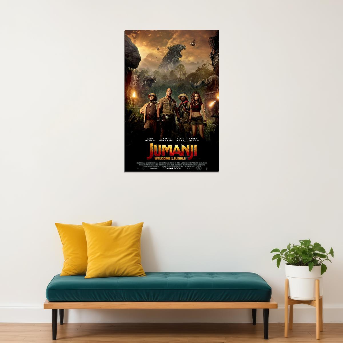 Jumanji 2018 Movie Kevin Hart Dwayne Johnson Action Poster Wall Art Print Home Wall Decor - xonomax