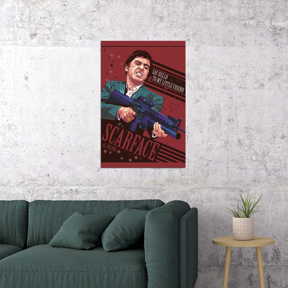 Al Pacino Scarface Classic Movie Crime Drama Poster Wall Art Print Home Wall Decor - xonomax