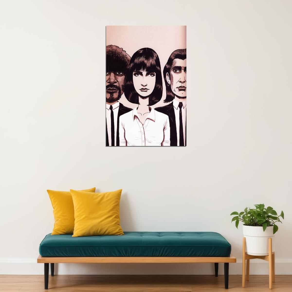 Pulp Fiction Mia Wallace Uma Thurman Crime Poster Wall Art Print Home Wall Decor - xonomax