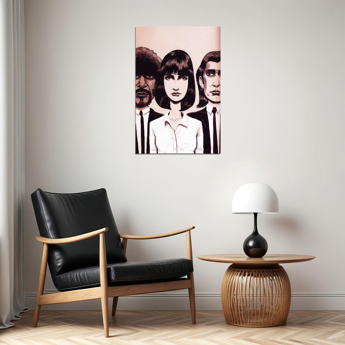 Pulp Fiction Mia Wallace Uma Thurman Crime Poster Wall Art Print Home Wall Decor - xonomax