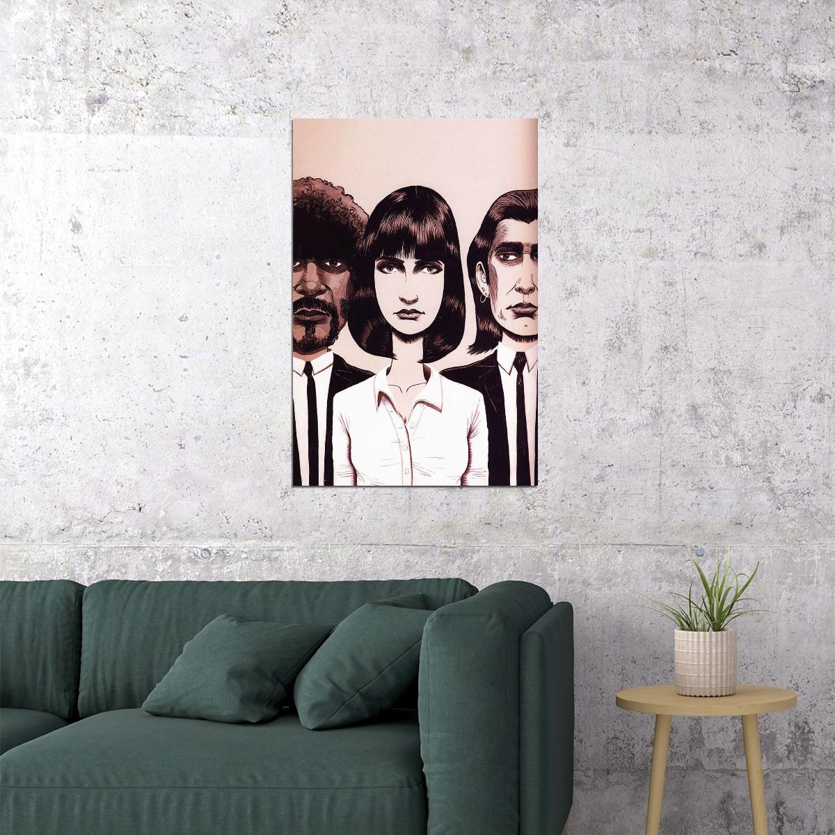 Pulp Fiction Mia Wallace Uma Thurman Crime Poster Wall Art Print Home Wall Decor - xonomax