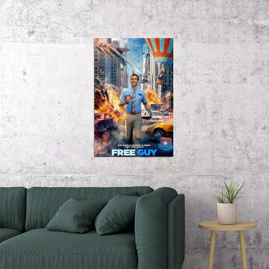 Free Guy 2020 Movie They Got A Guy Comedy Action Poster Wall Art Print Home Wall Decor - xonomax