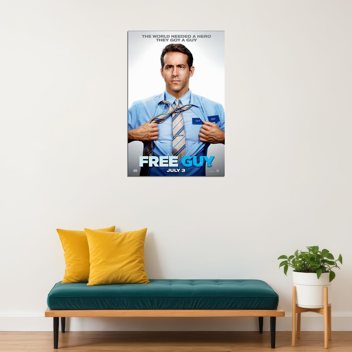 Free Guy 2020 Movie They Got A Guy Action Comedy Poster Wall Art Print Home Wall Decor - xonomax