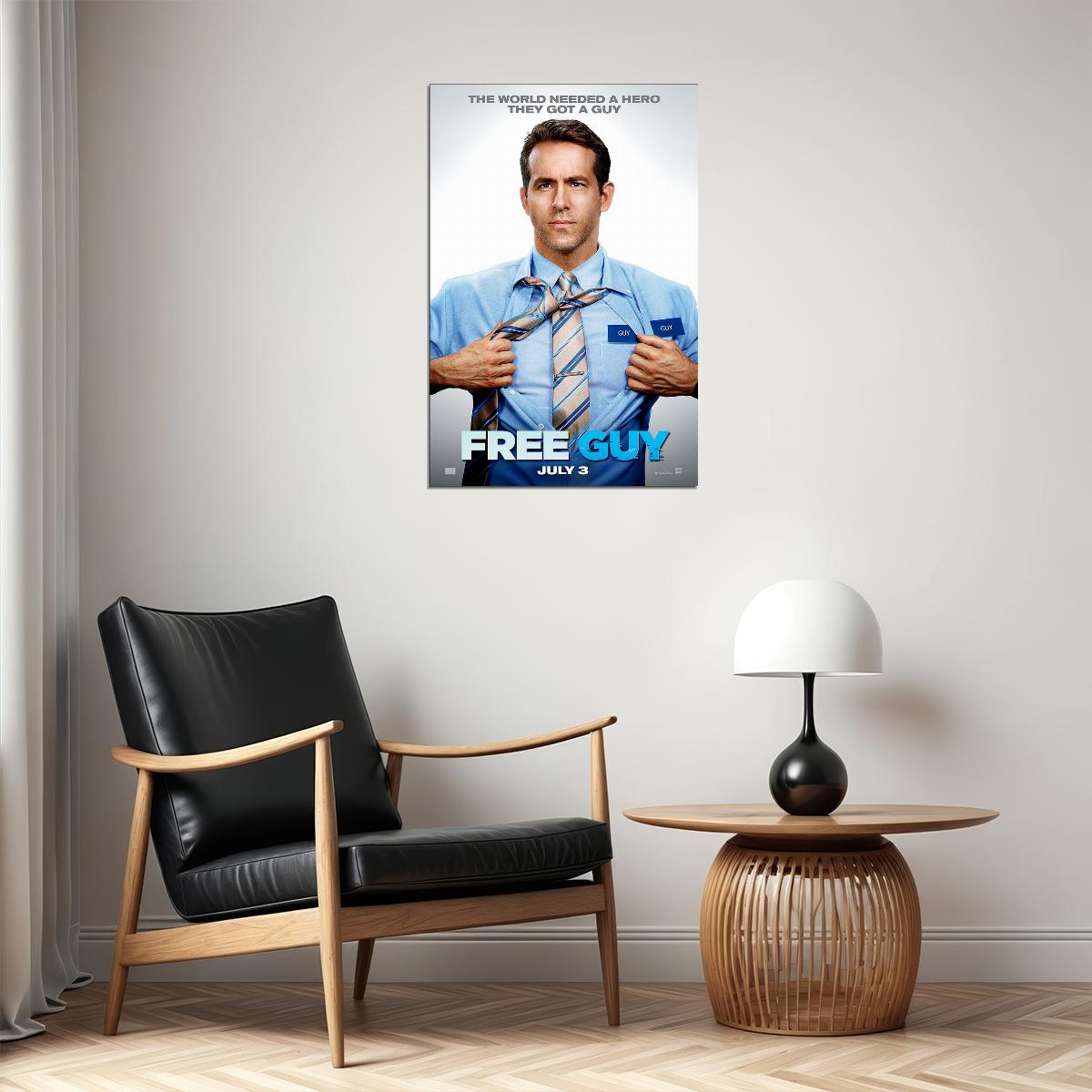 Free Guy 2020 Movie They Got A Guy Action Comedy Poster Wall Art Print Home Wall Decor - xonomax