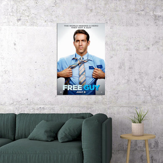 Free Guy 2020 Movie They Got A Guy Action Comedy Poster Wall Art Print Home Wall Decor - xonomax
