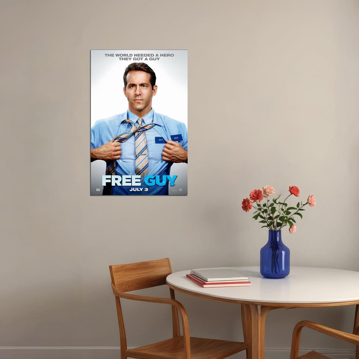 Free Guy 2020 Movie They Got A Guy Action Comedy Poster Wall Art Print Home Wall Decor - xonomax