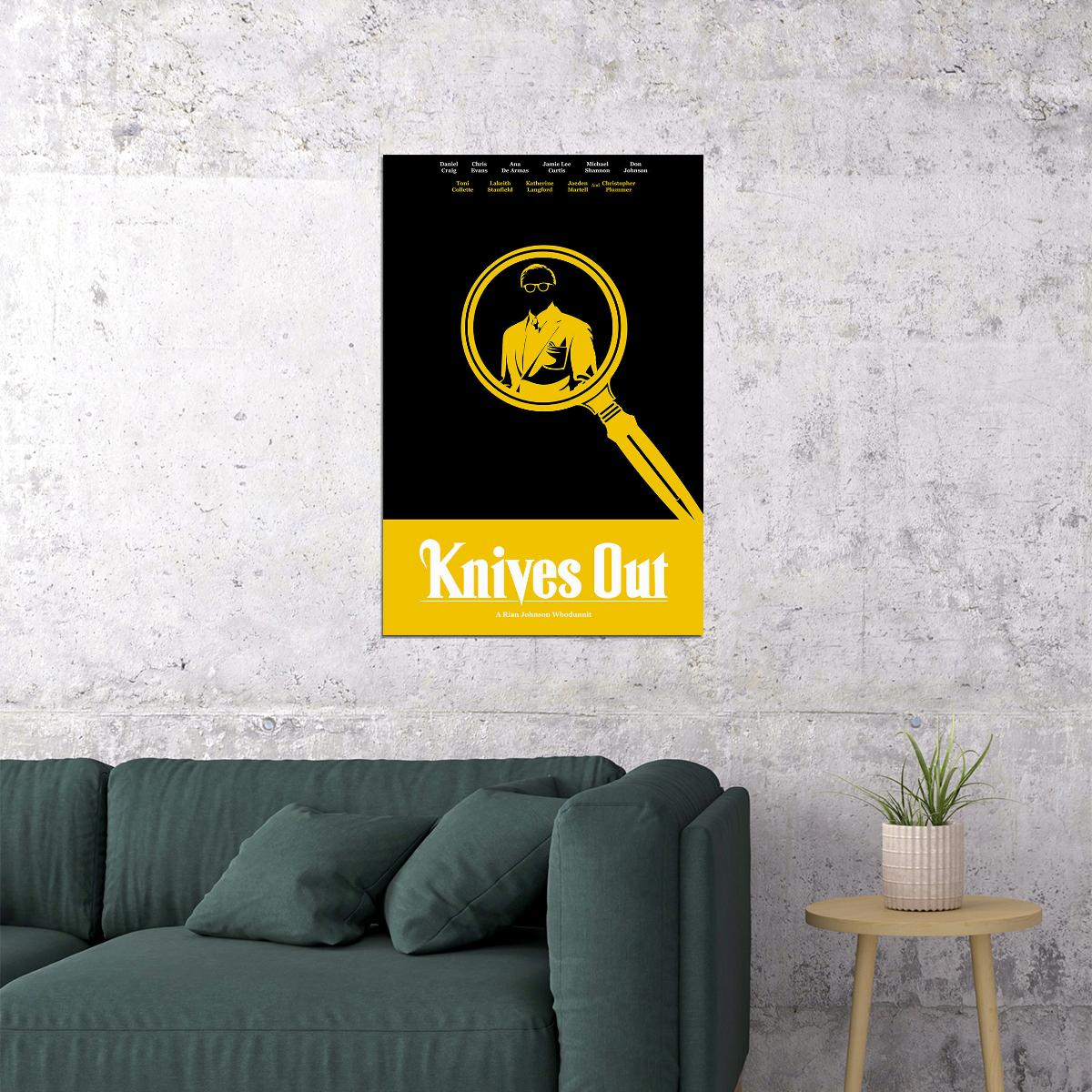 Knives Out Movie Daniel Craig Chris Evans Family Poster Wall Art Print Home Wall Decor - xonomax