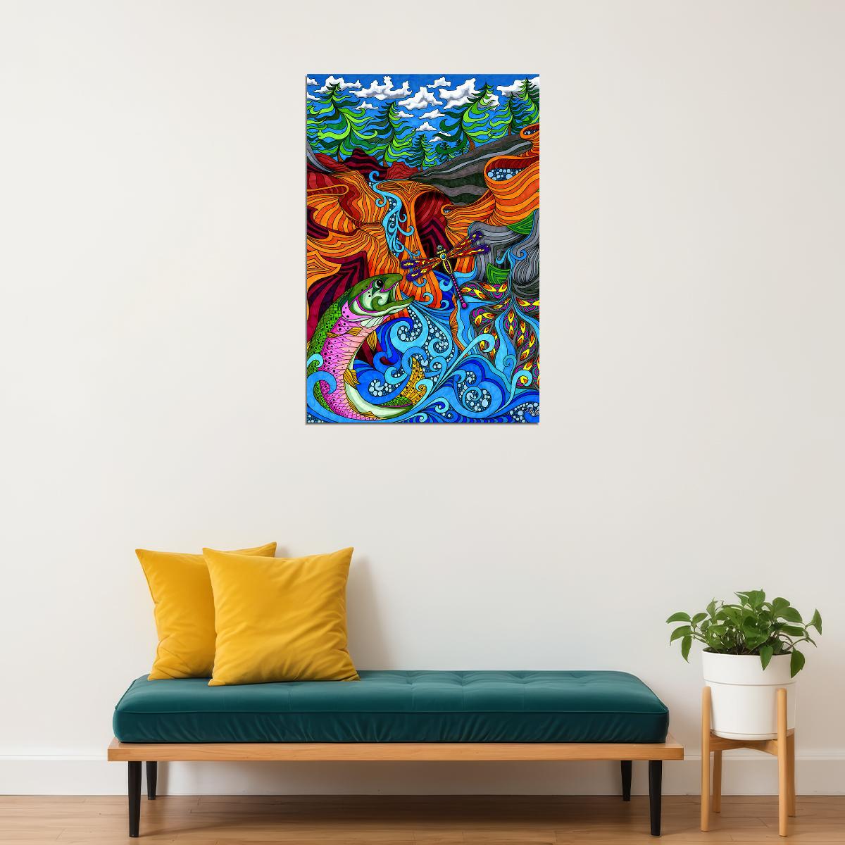 Psychedelic Abstract Colors Pattern Poster Wall Art Print Home Wall Decor - xonomax