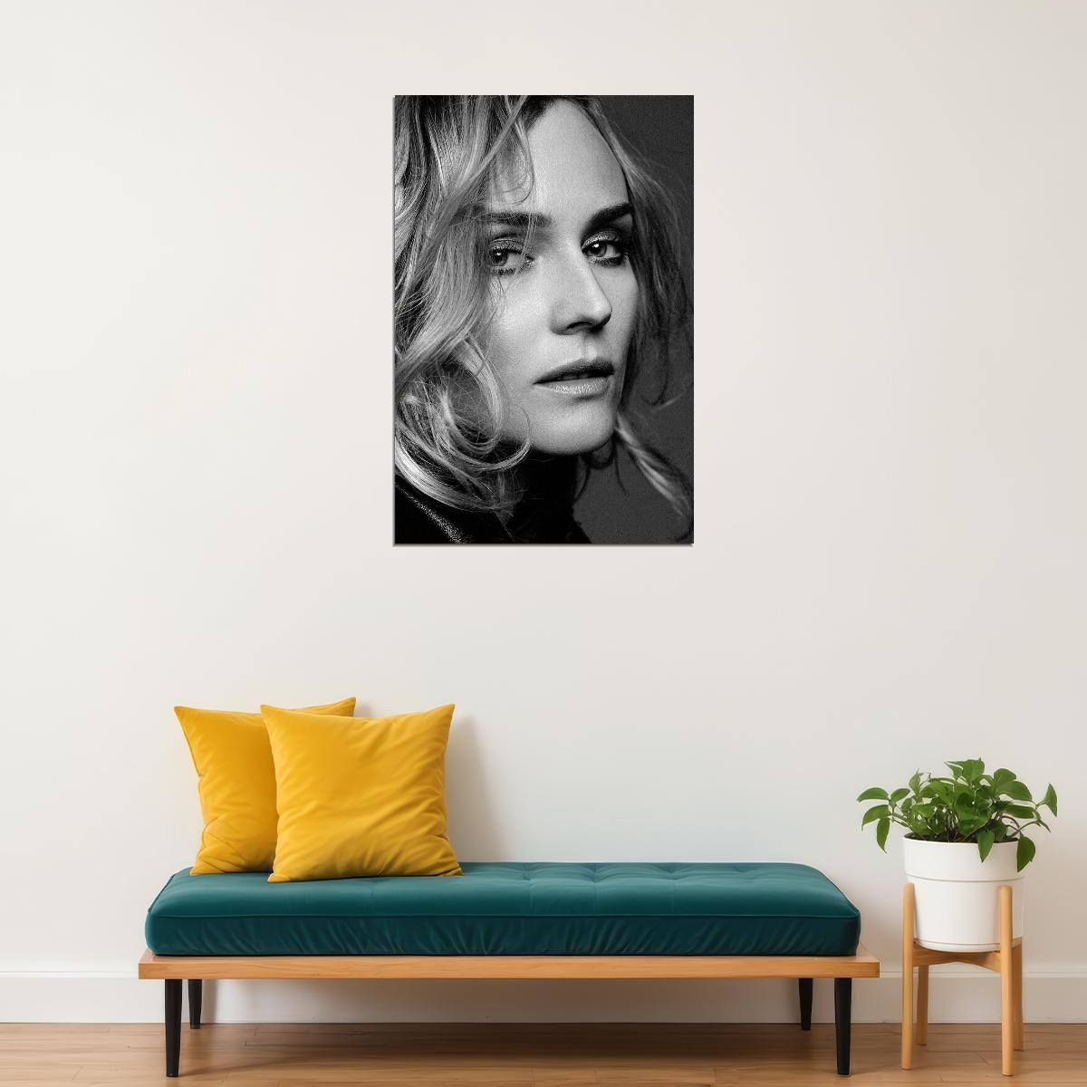 Diane Kruger German Artist Black And White Poster Wall Art Print Home Wall Decor - xonomax