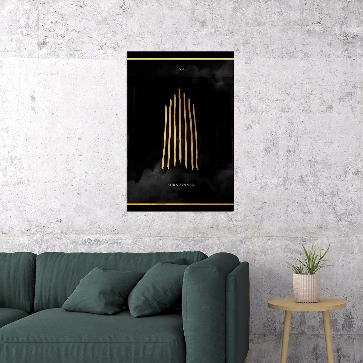 J Cole Born Sinner Rap Artist Music 2020 Singer Poster Wall Art Print Home Wall Decor - xonomax