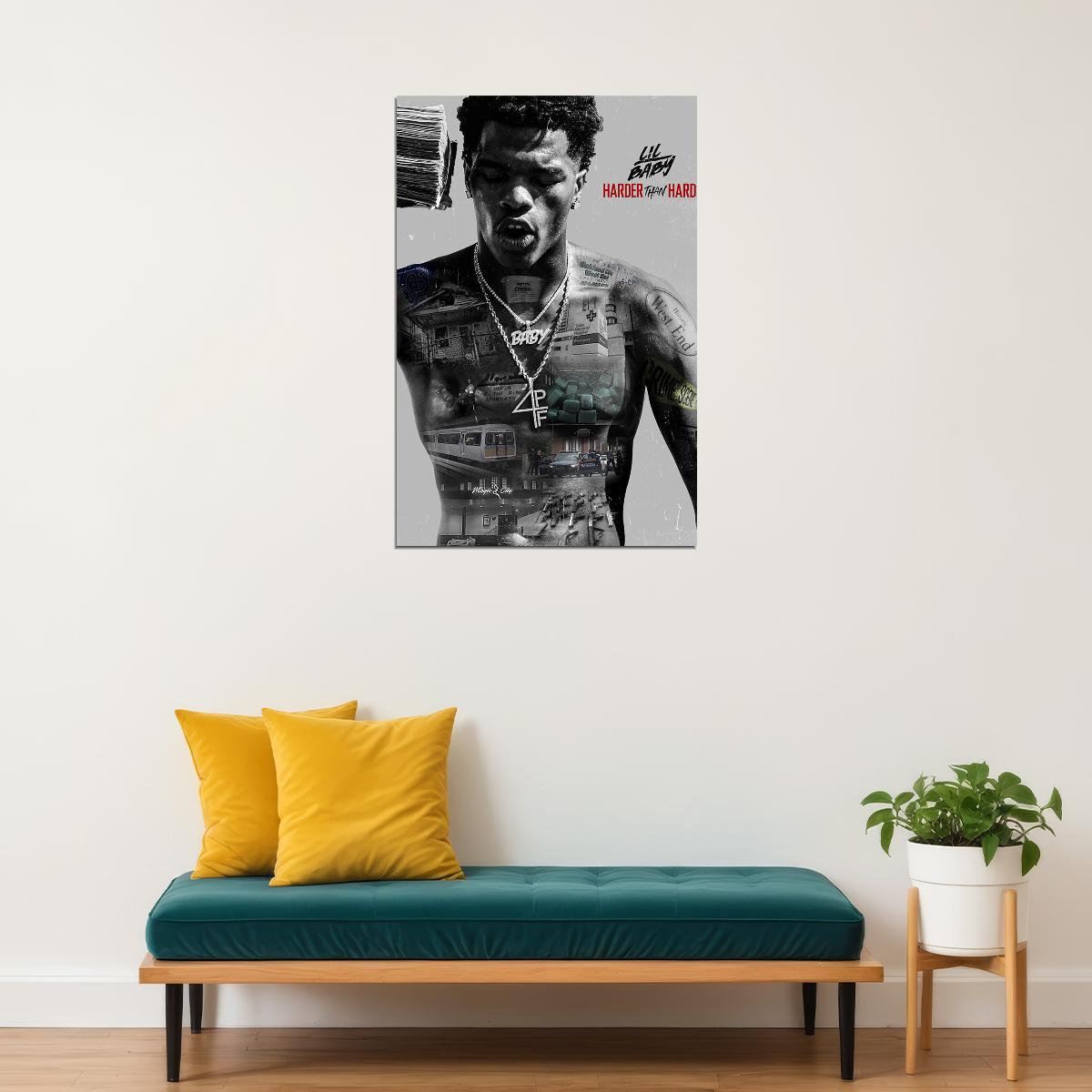 Lil Baby Harder Than Hard Rap Artist Music 2020 Poster Wall Art Print Home Wall Decor - xonomax