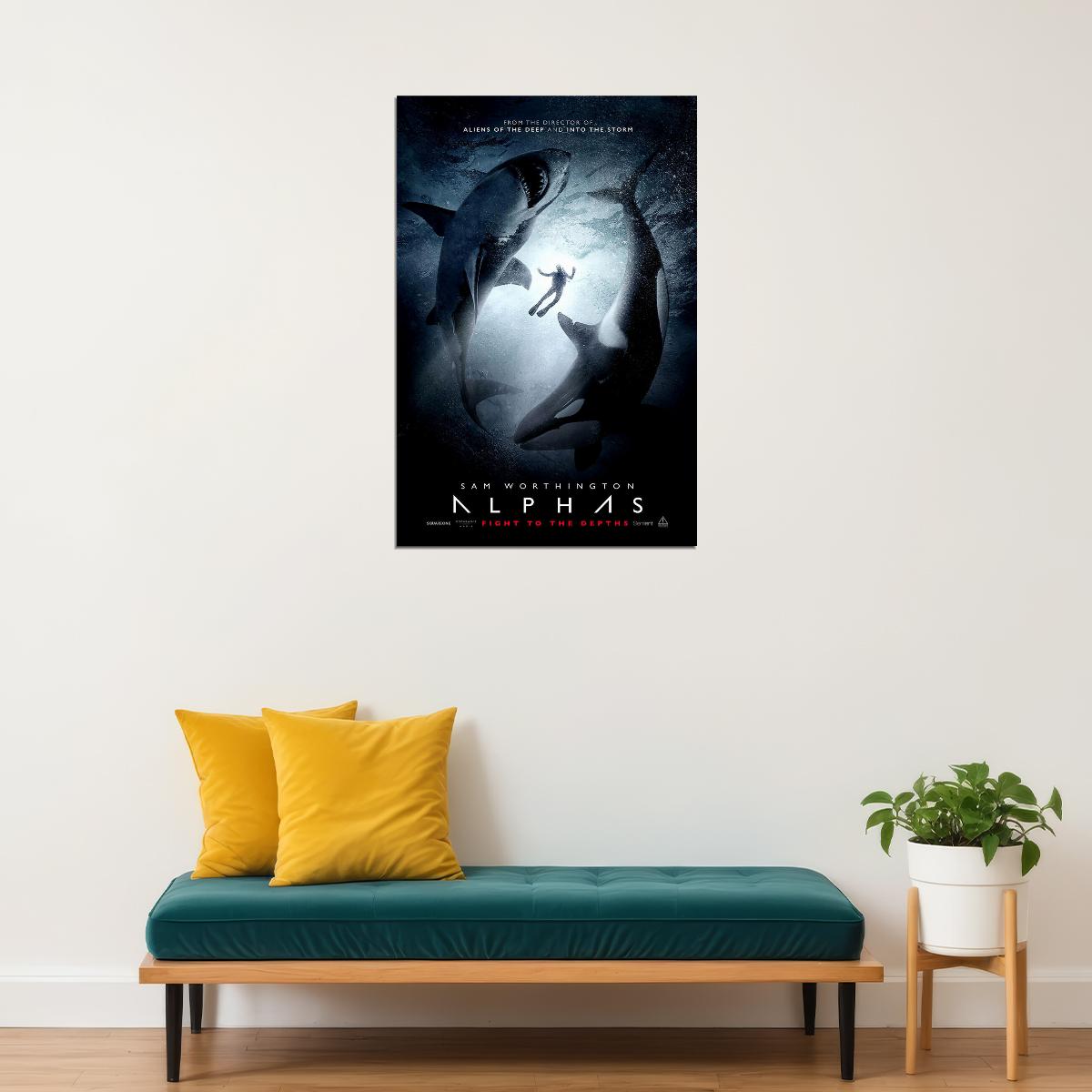 Alphas Movie 2020 Shark Sam Worthington Poster Wall Art Print Home Wall Decor - xonomax