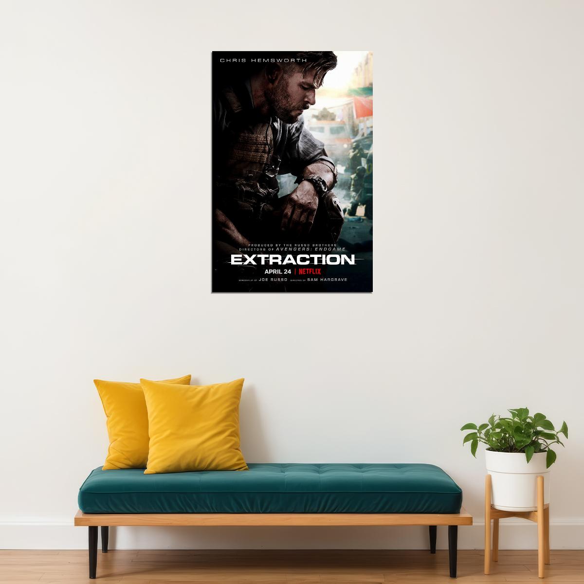 Extraction Movie 2020 Chris Hemsworth Thriller Poster Wall Art Print Home Wall Decor - xonomax