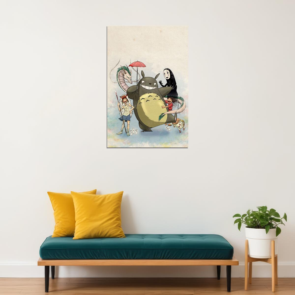 Totoro Princess Spirited Away Studio Ghibli Poster Wall Art Print Home Wall Decor