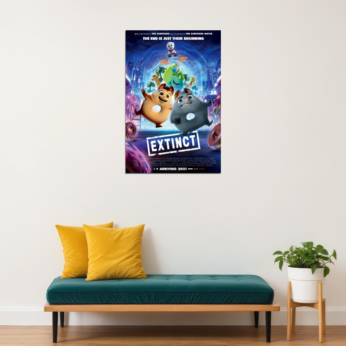 Extinct 2021 Movie The End Is Just Begin Comedy Poster Wall Art Print Home Wall Decor