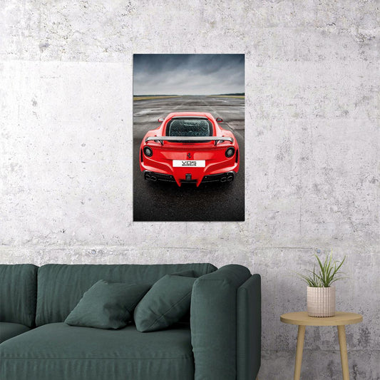 Ferrari F12 Red Sports Car Stands On The Road Poster Wall Art Print Home Wall Decor - xonomax
