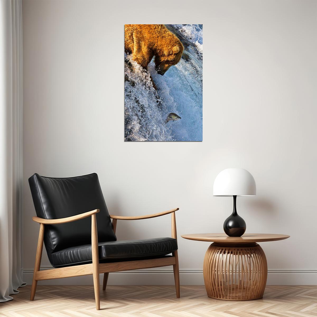 Salmon Jumping In Brooks Falls Nature Poster Wall Art Print Home Wall Decor - xonomax
