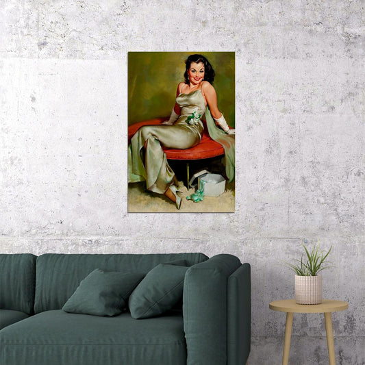 1960's Elvgren Style Female Model Portrait Vintage Poster Wall Art Print Home Wall Decor - xonomax