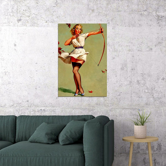 Gil Elvgren Style Female Model Portrait Vintage Poster Wall Art Print Home Wall Decor - xonomax