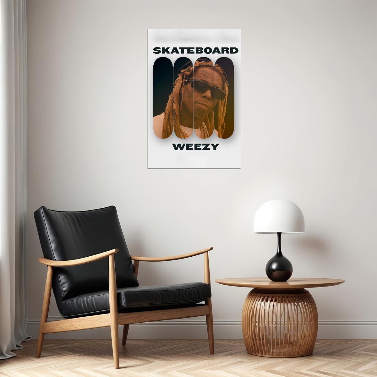 Lil Wayne Skateboard Weezy Music Poster Wall Art Print Home Wall Decor - xonomax