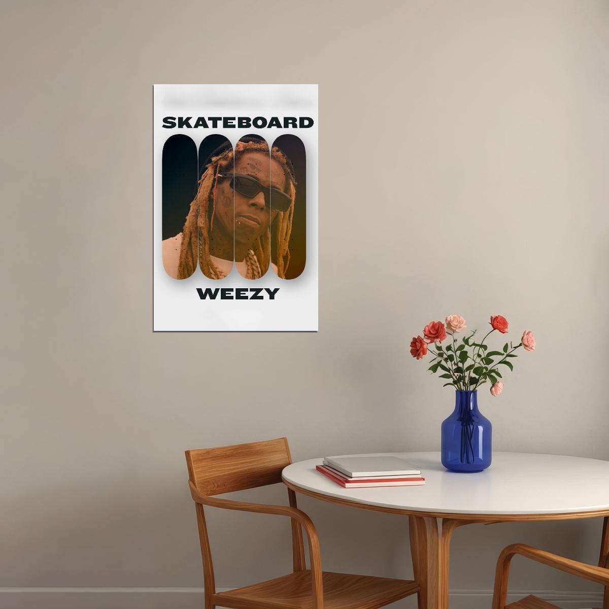 Lil Wayne Skateboard Weezy Music Poster Wall Art Print Home Wall Decor - xonomax