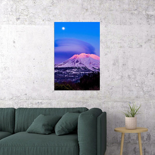 Under The Round Cloud Mt. Shasta Landscape Poster Wall Art Print Home Wall Decor - xonomax