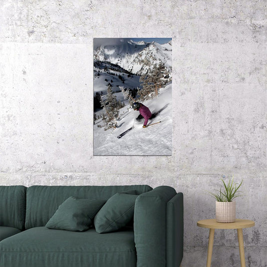Skier Does Sports At Brighton Ski Area Poster Wall Art Print Home Wall Decor - xonomax