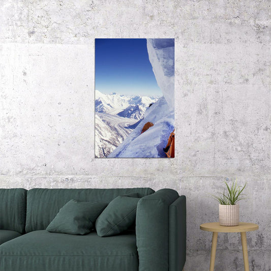 Snowy K2 Expedition In Winter Under The Sky Poster Wall Art Print Home Wall Decor - xonomax