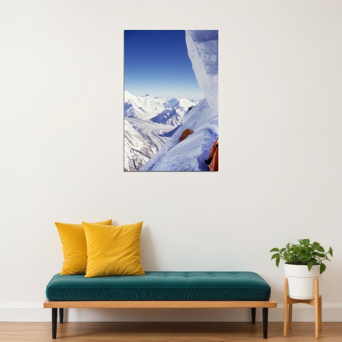 Snowy K2 Expedition In Winter Under The Sky Poster Wall Art Print Home Wall Decor - xonomax
