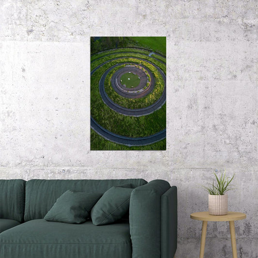 Aerial View Of Spiral Hedge Maze Bushes Poster Wall Art Print Home Wall Decor - xonomax