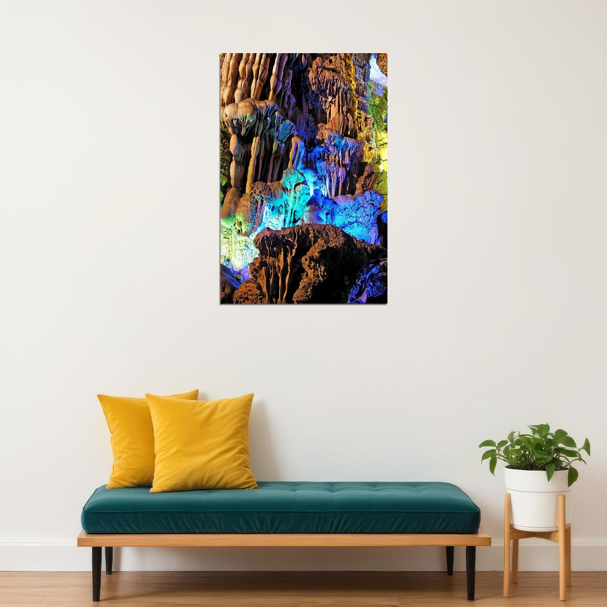 Reed Flute Cave Guanxi Province Touristy Poster Wall Art Print Home Wall Decor - xonomax