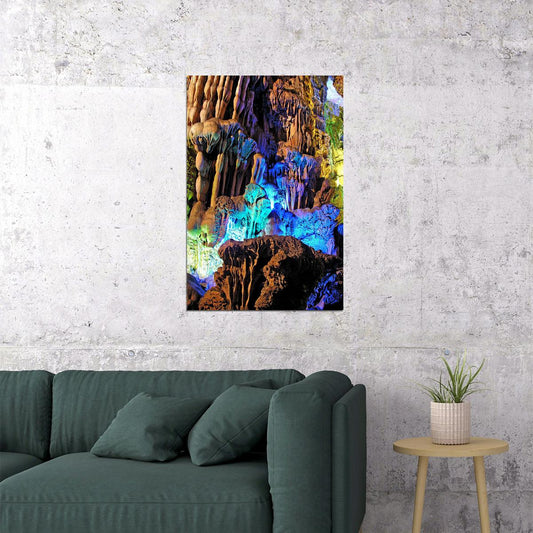 Reed Flute Cave Guanxi Province Touristy Poster Wall Art Print Home Wall Decor - xonomax