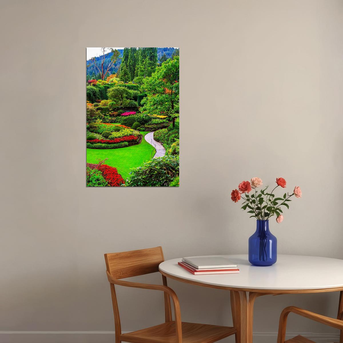 Sunken Gardens At Butchart Gardens Victoria Poster Wall Art Print Home Wall Decor - xonomax