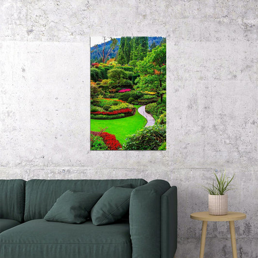 Sunken Gardens At Butchart Gardens Victoria Poster Wall Art Print Home Wall Decor - xonomax