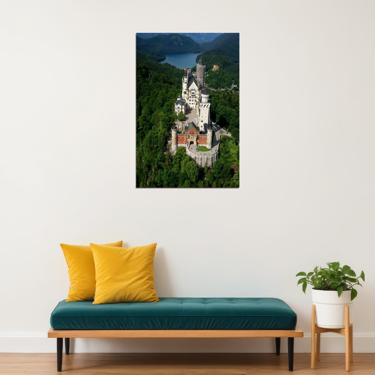 Schloss Neuschwanstein And Surrounding Forest Poster Wall Art Print Home Wall Decor - xonomax