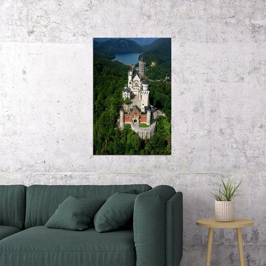 Schloss Neuschwanstein And Surrounding Forest Poster Wall Art Print Home Wall Decor - xonomax