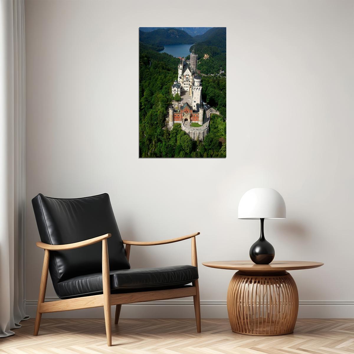 Schloss Neuschwanstein And Surrounding Forest Poster Wall Art Print Home Wall Decor - xonomax