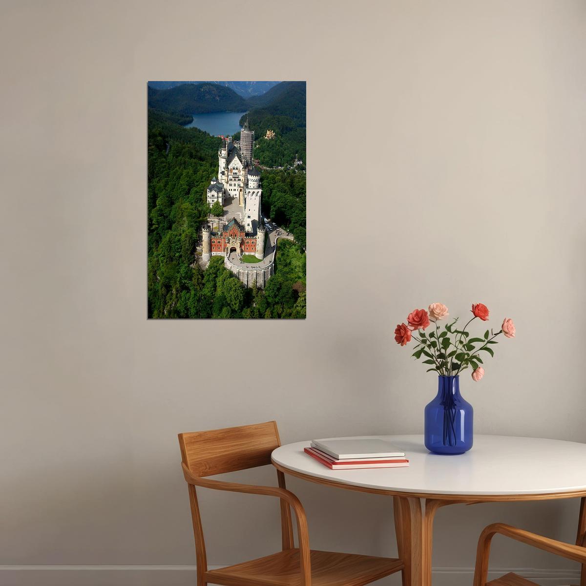 Schloss Neuschwanstein And Surrounding Forest Poster Wall Art Print Home Wall Decor - xonomax