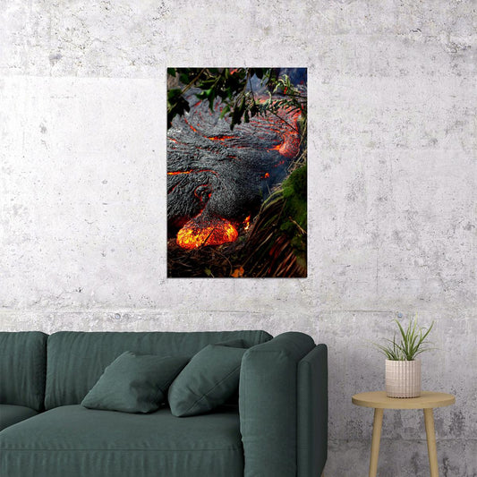 Glowing Lava In A Sicilian Valley Picture Poster Wall Art Print Home Wall Decor - xonomax