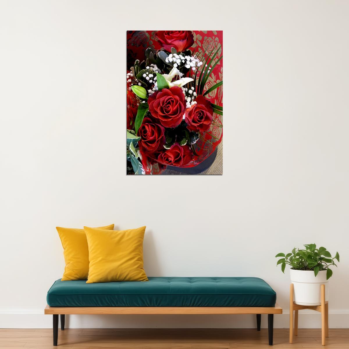 Rose Colorful Flowering Plant Drawing Picture Poster Wall Art Print Home Wall Decor - xonomax